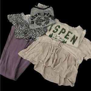 Dry Goods Kids Matching Set - Gray, Purple, Cream